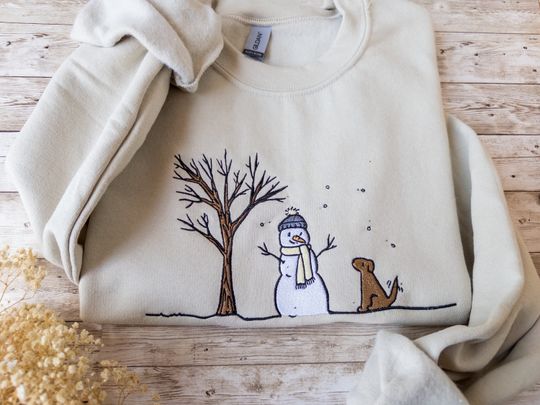 Christmas Snowman Sweatshirt, Embroidered Christmas Sweatshirt, Snowman Shirt, Snowman Christmas Crewneck,  funny Christmas Shirts for Women