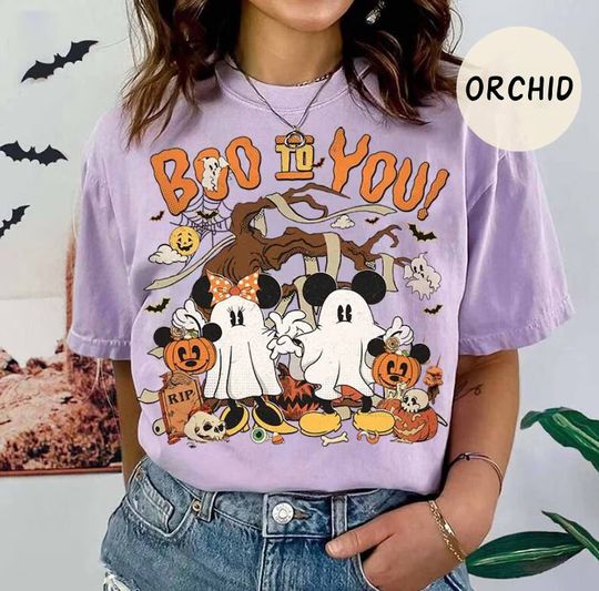 Discover Retro Boo to You Shirt, Disney Halloween Comfort Colors Shirt, Mickey Minnie Ghost Shirt, Mickeys Not so Scary Shirt, Trick Or Treat Shirt