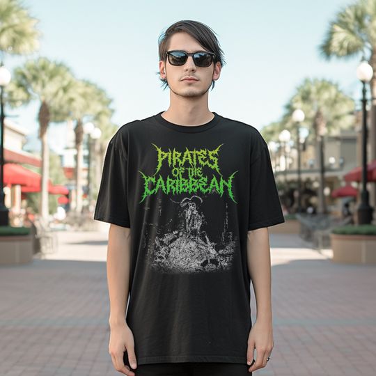 Discover Pirates Of The Caribbean Metal Shirt: Unisex Disney Goth Punk Tee Deathmetal Halloween, Cotton