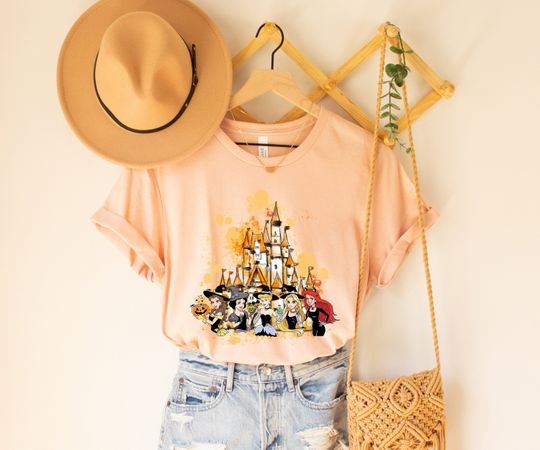 Discover Disney Princess Halloween Shirts, Halloween Castle Shirt, Disney Watercolor Castle Shirt, Disneyland Princess Shirts, Disney Princess Shirt