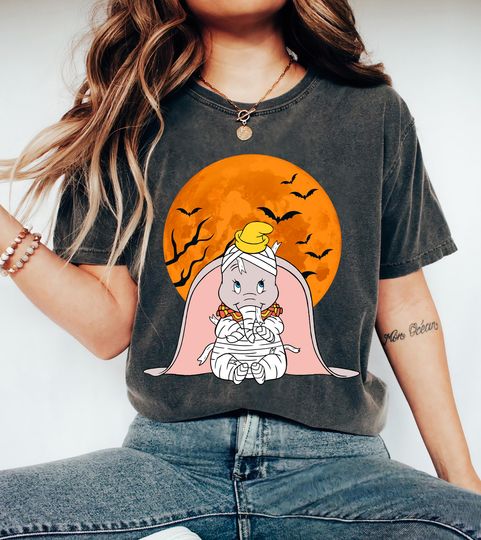 Discover Disney Dumbo Mummy Dumbo Halloween Moon Shirt, Cute Dumbo Halloween Shirt, Dumbo Mummy Shirt, Disney Halloween Family Matching Shirt