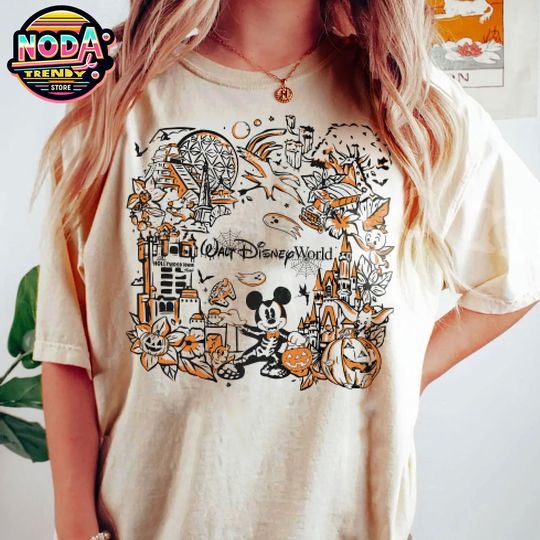Discover Vintage Mickey Skeleton Disney Halloween Shirt, Mickey's Not So Scary Halloween Party 2024 Tshirt, Spooky Season, Walt Disney World