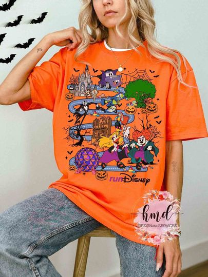 runDisney Disneyland Halloween Half Marathon Weekend 2024 T-shirt, Haunted Mansion Runners, Hocus Pocus Shirts, Nightmare Before Christmas