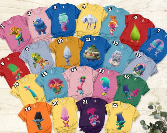 Discover Disney Trolls Character Unisex T-shirt, Disneyland Matching Shirt, Disneyworld Shirt Trolls Village Poppy King Peppy Costume Halloween Shirt