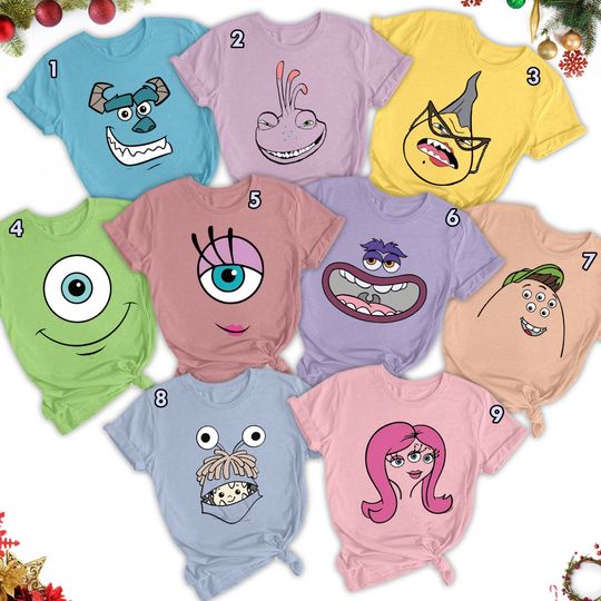 Discover Monster World Matching Cosplay Shirt, Monster Face Inspired Matching Shirts, Halloween Costume For Family Group T Shirt, Birthday Gift