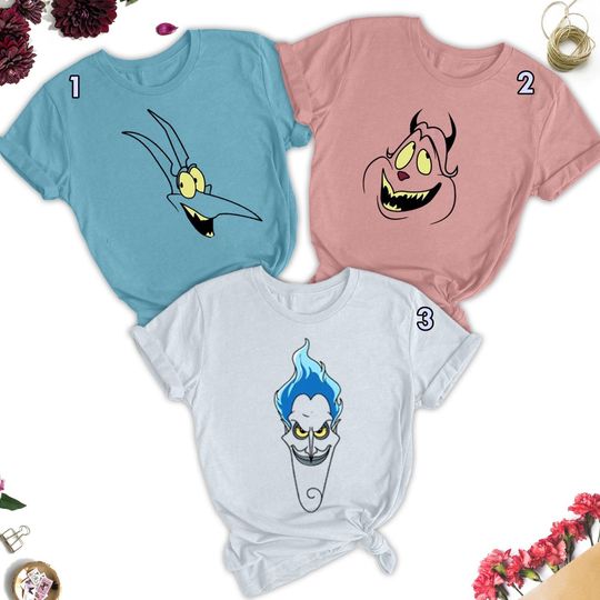 Discover Funny Pain And Panic Inspired Unisex T-shirts, Pain Panic Heads Halloween Costume Shirts, Hades Costume Shirt, Halloween Costume Couple Tee