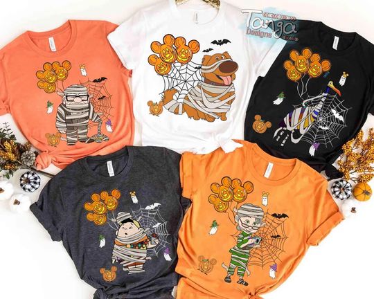 Discover Pixar Up Up Mummy Mickey Balloon Halloween Shirt, Carl Elie Dug Kevin Russell, Disney Mickey's Not So Scary Party Tee, Disneyland Gift
