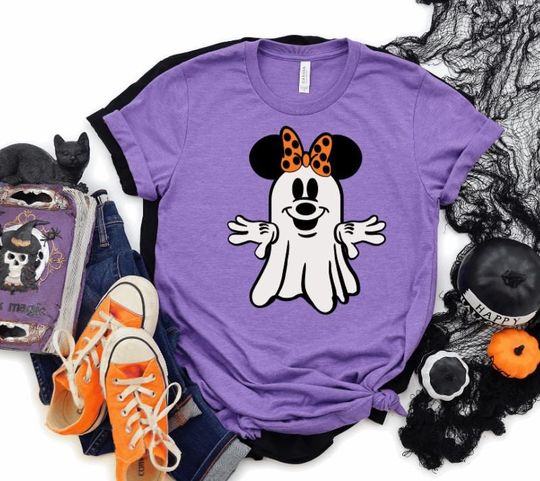 Discover Glow in the Dark Minnie or Mickey Ghost Unisex Tshirt/Matching Disney Halloween/Mickeys Not So Scary Shirt/Mickey Minnie Halloween