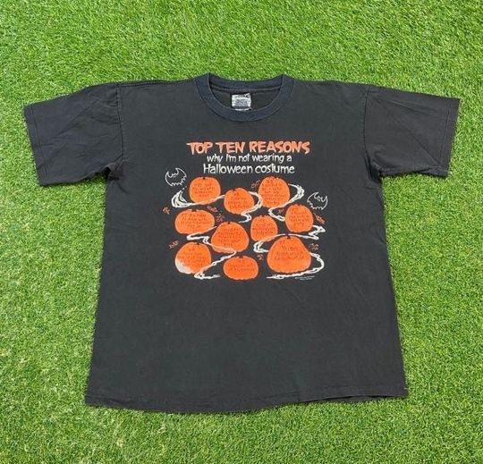Discover Vintage Halloween T Shirt Tee Made USA Size Large L Jack o Latern Haunted House Trick or Treat Oct 31 Spooky Candy
