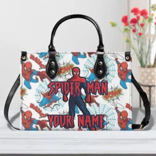 Discover Personalized Spider Man Luxury Women PU Leather Handbag, Natural Material,