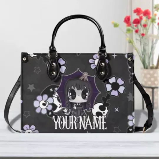 Discover Personalized Wednesday Luxury Women PU Leather Handbag, Wednesday Gift, Gift