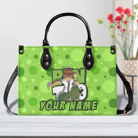 Personalized Cartoon Ben 10 Luxury Women PU Leather Handbag, Cartoon Gift,