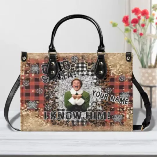 Discover Personalized Santa Merry Christmas Luxury Women PU Leather Handbag,Christmas