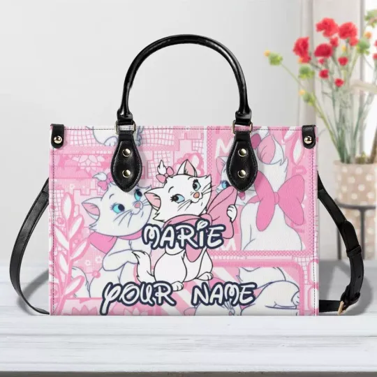 Personalized Marie Marie the Cat Luxury Women PU Leather Handbag, Natural