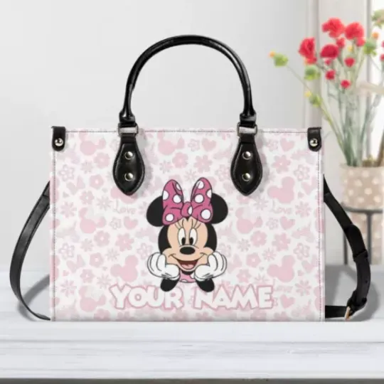 Discover Personalized Disney Minnie Luxury Women PU Leather Handbag, Disney Gift, Great
