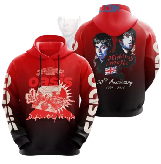 Discover Oasis The First Debut Album 30th Anniversary 1994-2024 3D Hoodie