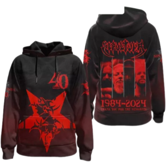 Sepultura 1984-2024 Thank You 40 Years Hoodie 3D