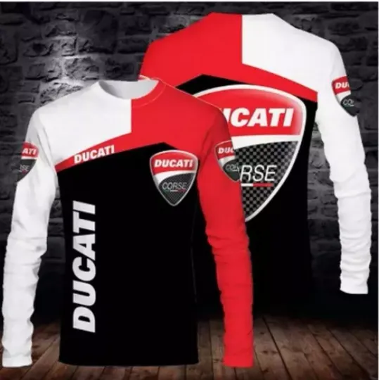 Discover Personalized-Ducati Long sleeve Shirt 3D Racing Printed 3D Hot Sale