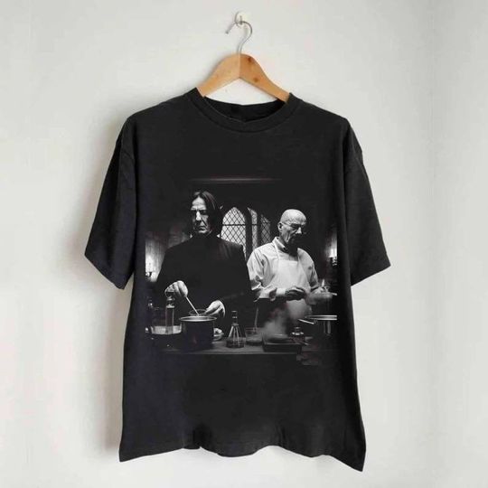 Discover Severus Snape And Walter White In Drug Laboratory Cooking Shirt. Funny Meme Shirt. Movie Lovers Shirt. Vintage Style Shirt.