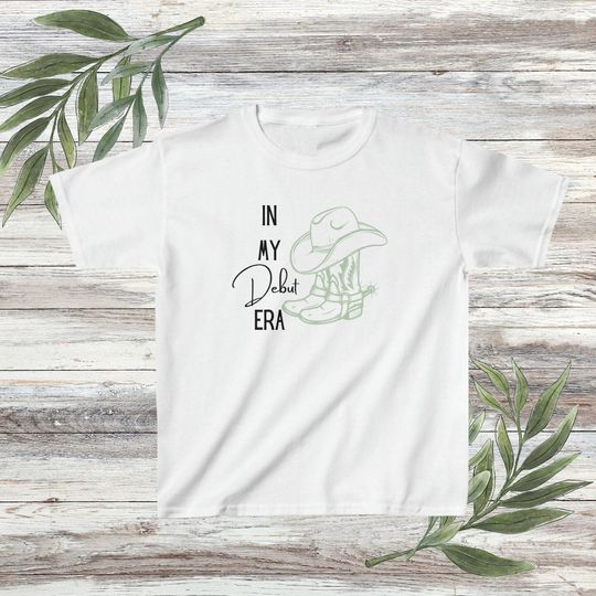 Discover In My Debut Era Cowgirl Boots Kids Tee| Debut Era| Taylor Kid Clothing| Taylor Theme Baby Shower Gift| taylor version GiftI Kids Merch Tee