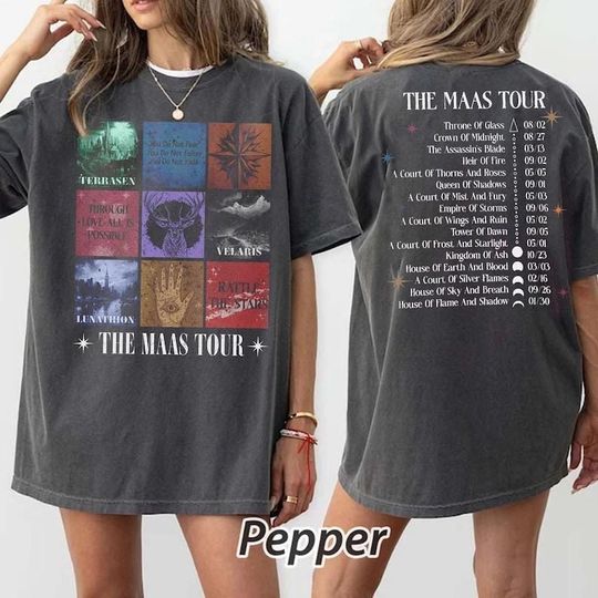 Sarah J. Maas Eras Tour Comfort Colors T-Shirt. The Maas Tour Tee. Crescent City. Throne of Glass Merch. SJM Fan Apparel. Unisex Tee