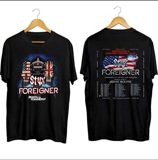 Discover Graphic Styxs Band Tour 2024 Shirt, 2024 Styxs And Foreigner Band Concert Shirt, Styxs Fan Gift Shirt, Styxs Band Graphic Shirt, Styxs Band Merch