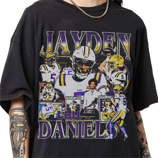 Discover Jayden Daniels 90s Vintage Bootleg Style T-Shirt, Classic Retro Graphic Unisex Tee Gift For Men and Women