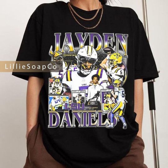 Discover Vintage 90s Jayden Daniels shirt, Vintage  Sport Tee, Retro American Football Bootleg Gift Graphic Style Jayden Daniels T-Shirt