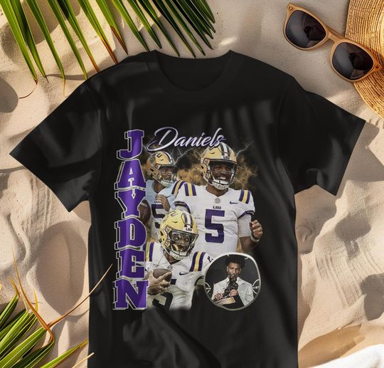 Discover Vintage 90s Graphic Style Jayden Daniels T-Shirt, Jayden Daniels Shirt, Retro American Sports Tee, Geaux Tigers