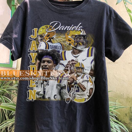 Discover Vintage 90s Graphic Style Jayden Daniels T-Shirt, Jayden Daniels shirt, Vintage Oversized Sport Tee, Retro American Football Bootleg Gift