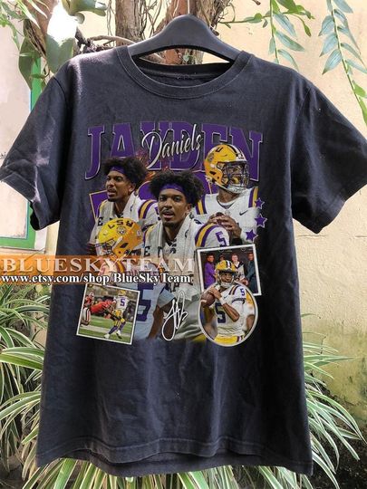 Discover Vintage 90s Graphic Style Jayden Daniels T-Shirt, Jayden Daniels shirt, Vintage Oversized Sport Tee, Retro American Football Bootleg Gift A1