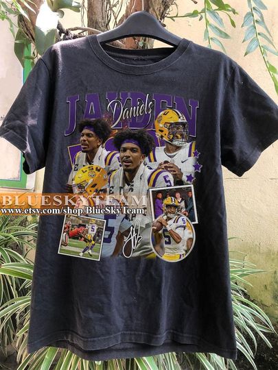 Discover Vintage 90s Graphic Style Jayden Daniels T-Shirt, Jayden Daniels shirt, Vintage Oversized Sport Tee, Retro American Football Bootleg Gift