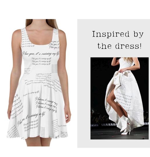 Discover Delivery est: 10 days * I Love you Dress * Concert Tour Outfit * Tortured Lyrics * Poets Era * White Dress * I love you its ruining my life