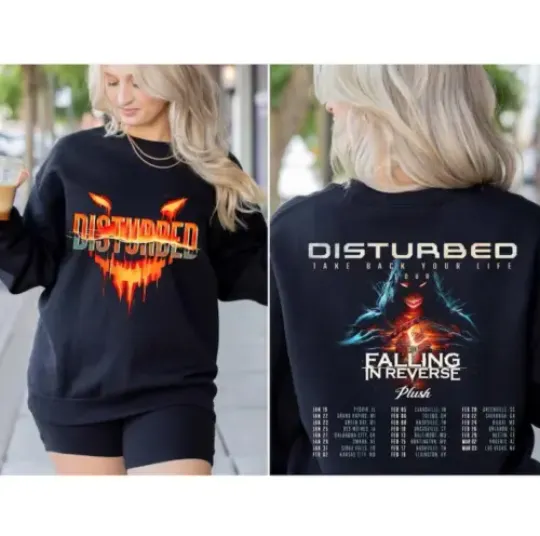 Discover Disturbed 2024 Tour Shirt Black Cotton Unisex All Sizes For Fans