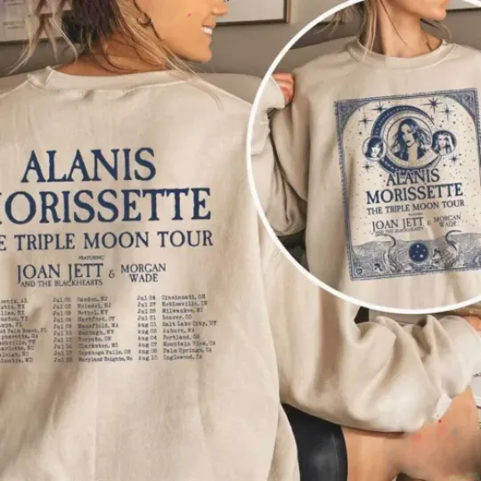 Discover Vintage Alanis Morissette Shirt The Triple Moon Tour 2024 Fan Sweatshirt Classic