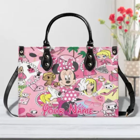 Discover Personalized Disney Cute Minnie Mouse Luxury Women PU Leather Handbag, Disney