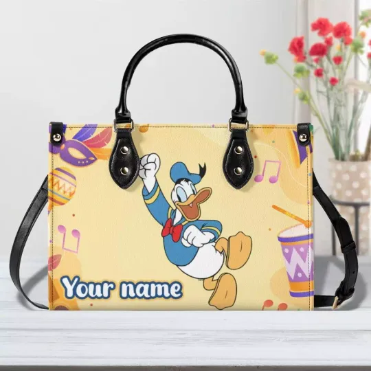 Personalize Donald Duck Women PU Leather Handbag – 3 Size, Gift For Family,