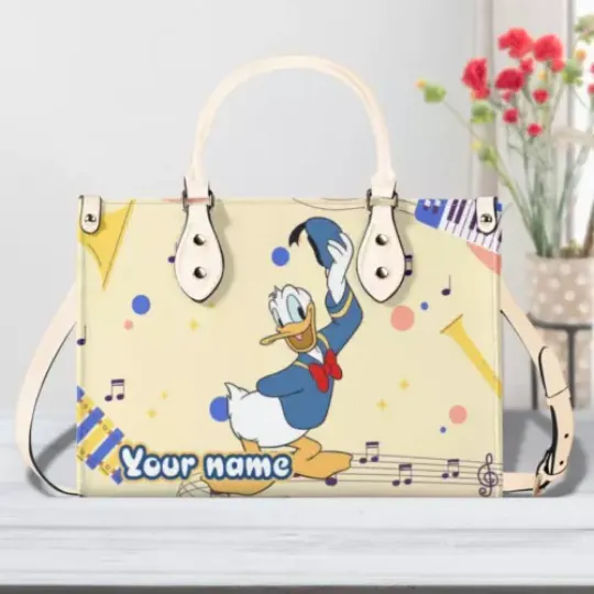 Personalize Donald Duck Women PU Leather Handbag – 3 Size, Gift For Family,