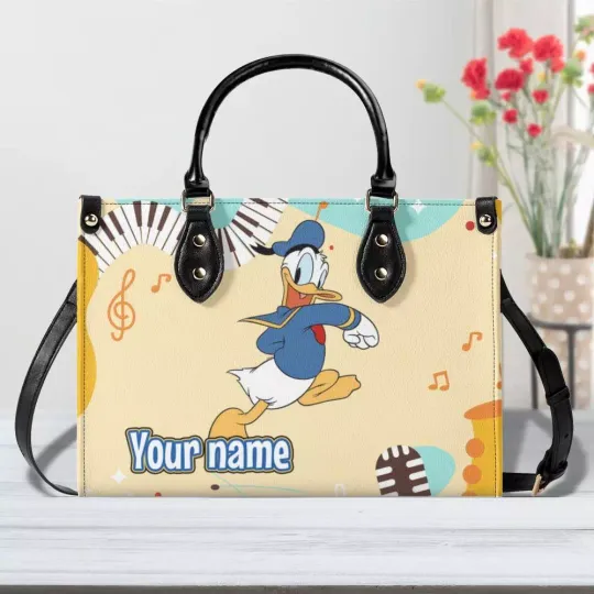Personalize Donald Duck Women PU Leather Handbag – 3 Size, Gift For Family,