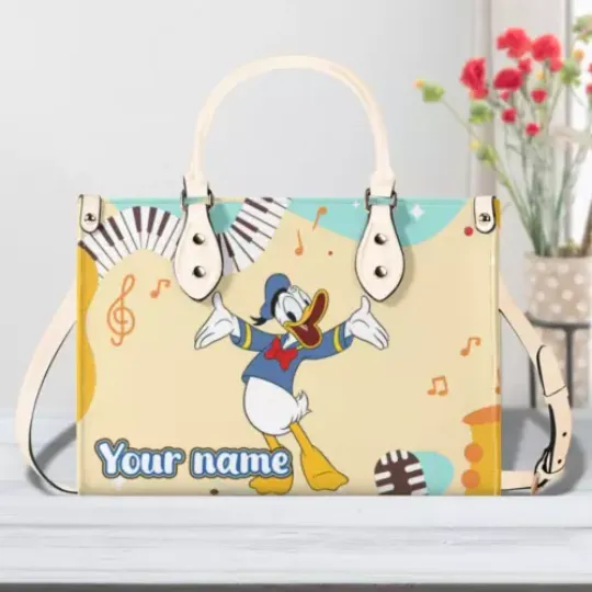 Personalize Donald Duck Women PU Leather Handbag – 3 Size, Gift For Family