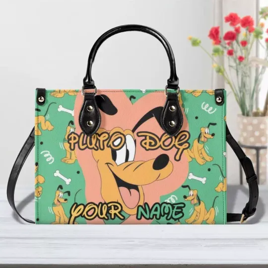 Discover Personalized Pluto Dog Luxury Women PU Leather Handbag, Natural Material,