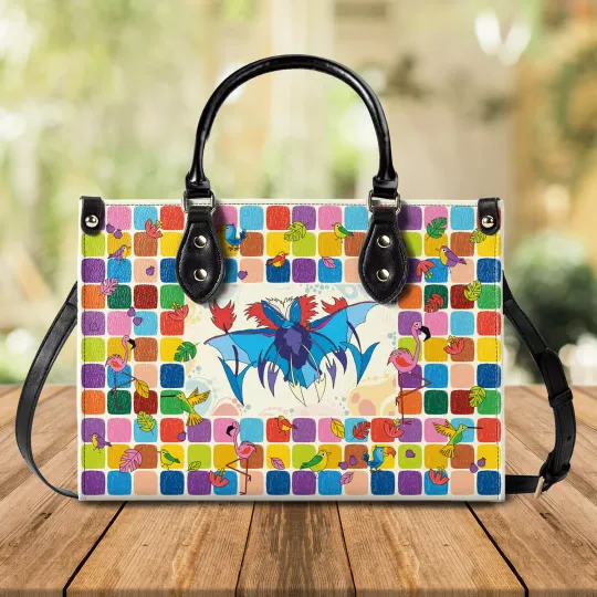 Discover Woman Handbag with Colorful Surreal Bat  Leather Bag for Her