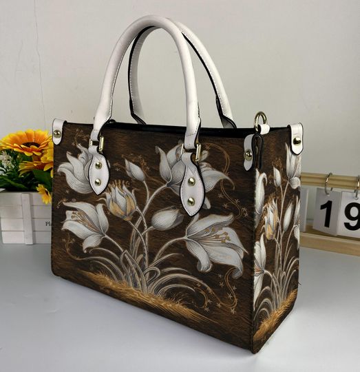 Discover Flower Leather Handbag, Flower Leather Bag, Shoulder Bag, Crossbody Bag, Top Handle Bag