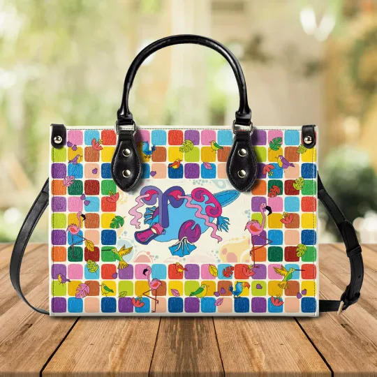 Discover Elegant Woman Handbag  Leather Bag Colorful Surreal Platypus Design