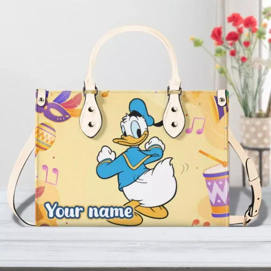 Personalize Donald Duck Women PU Leather Handbag – 3 Size, Gift For Family,