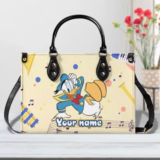 Personalize Donald Duck Women PU Leather Handbag – 3 Size, Gift For Family,