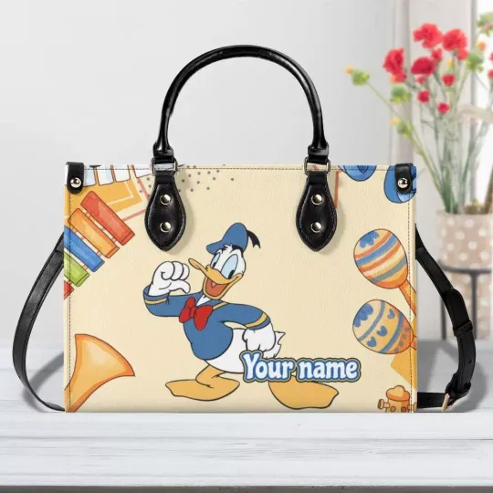Personalize Donald Duck Women PU Leather Handbag – 3 Size, Gift For Family
