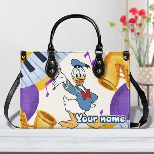 Personalize Donald Duck Women PU Leather Handbag – 3 Size, Gift For Family,