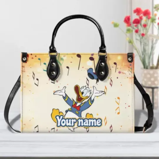 Personalize Donald Duck Women PU Leather Handbag – 3 Size, Gift For Family,