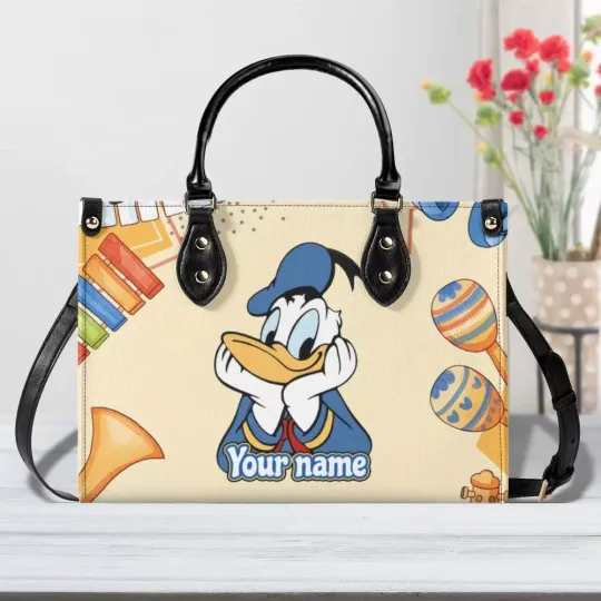 Discover Personalize Donald Duck Women PU Leather Handbag – 3 Size, Gift For Family,